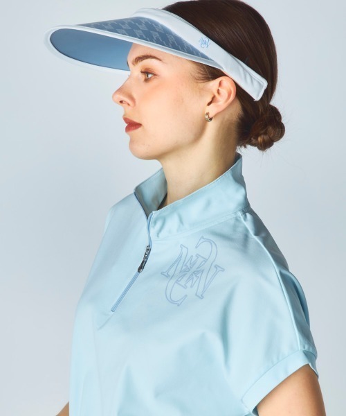 marie claire(マリ・クレール)の「【marie claire:マリ.クレール】レディースハーフジップ半袖シャツ 5分袖デザイン ゴルフ(シャツ/ブラウス・レディース・ブラック/ライトブルー/ホワイト・MEDIUM/X-LARGE/LARGE)」の6枚目の写真
