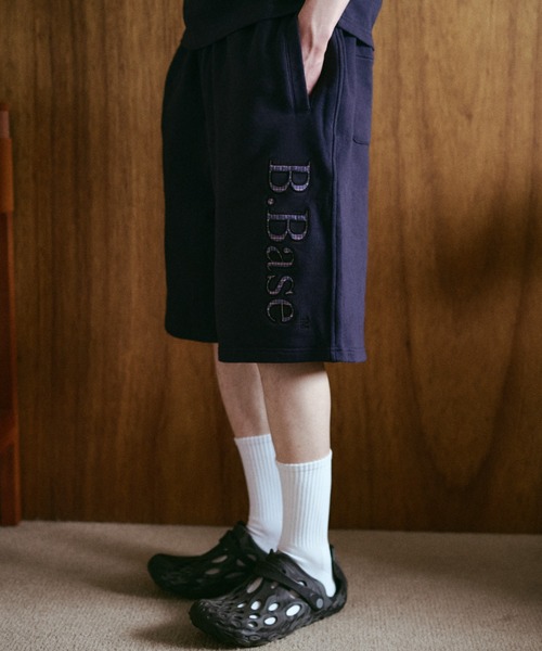 BROKEN BASE(ブロークンベース)の「B.Base Assort Patchwork Sweat Shorts / B.Base アソートパッチワークスウェットショーツ(スウェットパンツ・メンズ・ネイビー系1/ブラック系1/グレー系1/ネイビー系3/ネイビー系2・SMALL/MEDIUM/LARGE)」の4枚目の写真