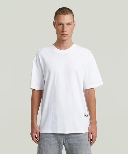 G-STAR(ジースター)の「Back Applique Relaxed T-Shirt/バックアップリケグラフィックデザインオーバーサイズTシャツ(Tシャツ/カットソー・メンズ・ホワイト/ダークブラック・SMALL/X-SMALL/MEDIUM/LARGE/X-LARGE)」の2枚目の写真