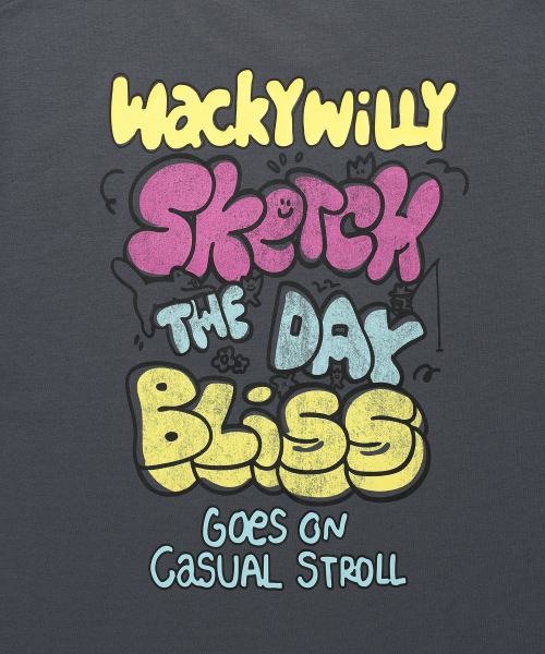 Wacky WiLLy（ワッキーウィリー）の「カラータイポグラフィック半袖Tシャツチャコール（Tシャツ/カットソー・レディース・その他・SMALL/MEDIUM/LARGE/X-LARGE）」の2枚目の写真