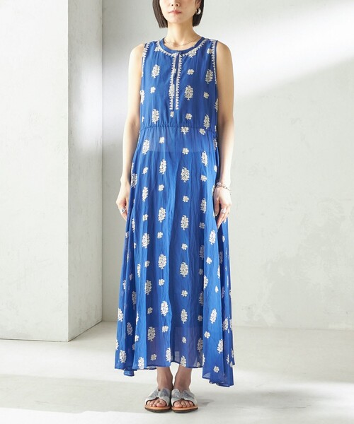 Fanaka(ファナカ)の「【SHIPS別注】Fanaka:〈手洗い可能〉フラワー プリント 刺繍 ワンピース(ワンピース・レディース・ブラック/ブルー・ONE SIZE)」の15枚目の写真