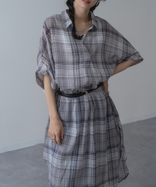 refinedworks(リファインドワークス)の「【refinedworks】リラクシー に映える チェック ワンピース(シャツワンピース・レディース・グレー/レッド/グリーン・FREE)」の1枚目の写真