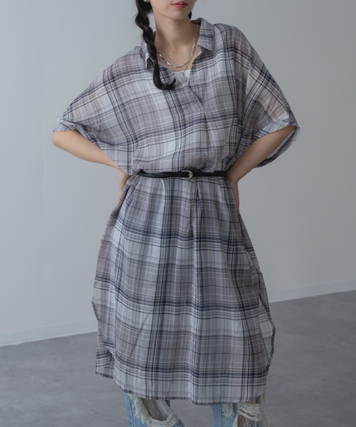 refinedworks(リファインドワークス)の「【refinedworks】リラクシー に映える チェック ワンピース(シャツワンピース・レディース・グレー/レッド/グリーン・FREE)」の4枚目の写真
