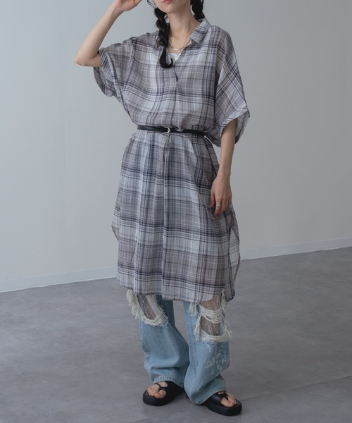 refinedworks(リファインドワークス)の「【refinedworks】リラクシー に映える チェック ワンピース(シャツワンピース・レディース・グレー/レッド/グリーン・FREE)」の16枚目の写真