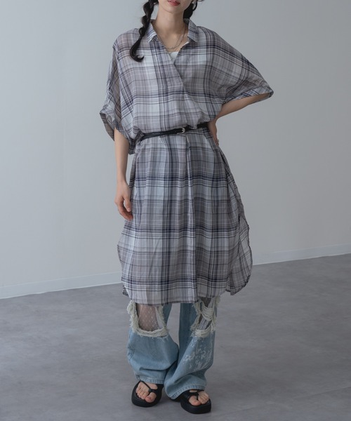 refinedworks(リファインドワークス)の「【refinedworks】リラクシー に映える チェック ワンピース(シャツワンピース・レディース・グレー/レッド/グリーン・FREE)」の18枚目の写真