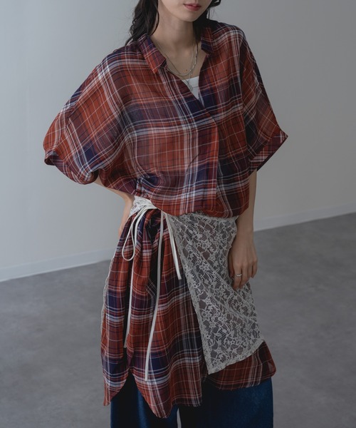 refinedworks(リファインドワークス)の「【refinedworks】リラクシー に映える チェック ワンピース(シャツワンピース・レディース・グレー/レッド/グリーン・FREE)」の12枚目の写真