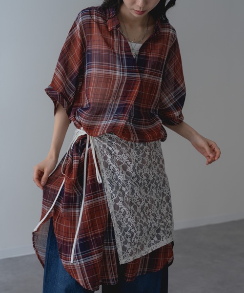 refinedworks(リファインドワークス)の「【refinedworks】リラクシー に映える チェック ワンピース(シャツワンピース・レディース・グレー/レッド/グリーン・FREE)」の13枚目の写真