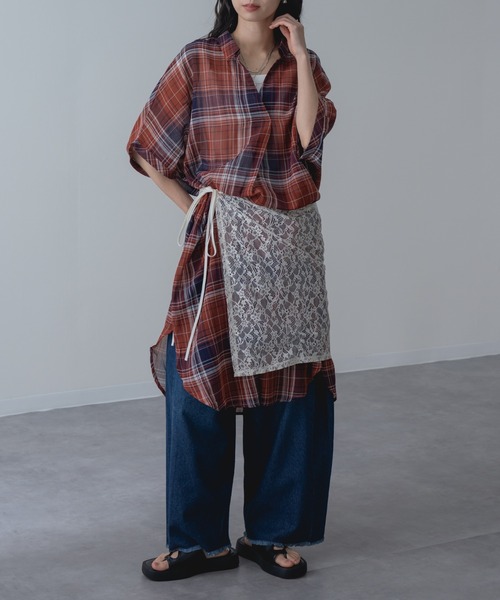 refinedworks(リファインドワークス)の「【refinedworks】リラクシー に映える チェック ワンピース(シャツワンピース・レディース・グレー/レッド/グリーン・FREE)」の15枚目の写真