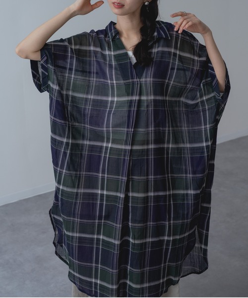 refinedworks(リファインドワークス)の「【refinedworks】リラクシー に映える チェック ワンピース(シャツワンピース・レディース・グレー/レッド/グリーン・FREE)」の8枚目の写真