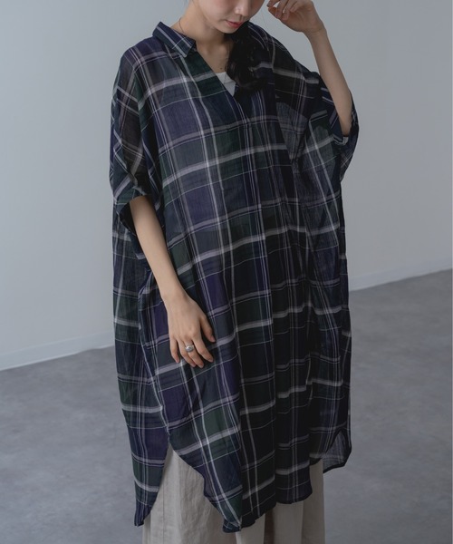 refinedworks(リファインドワークス)の「【refinedworks】リラクシー に映える チェック ワンピース(シャツワンピース・レディース・グレー/レッド/グリーン・FREE)」の9枚目の写真