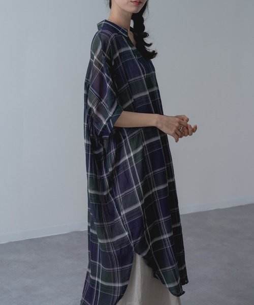 refinedworks(リファインドワークス)の「【refinedworks】リラクシー に映える チェック ワンピース(シャツワンピース・レディース・グレー/レッド/グリーン・FREE)」の10枚目の写真