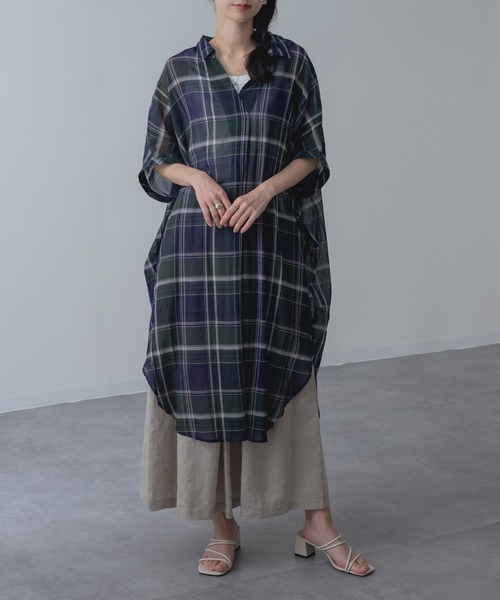refinedworks(リファインドワークス)の「【refinedworks】リラクシー に映える チェック ワンピース(シャツワンピース・レディース・グレー/レッド/グリーン・FREE)」の11枚目の写真