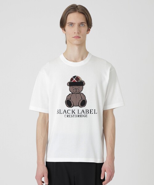 BLACK LABEL CRESTBRIDGE(ブラックレーベル・クレストブリッジ)の「【一部店舗限定】チェックキャップベアーニットTシャツ(Tシャツ/カットソー・メンズ・ブラック/オフホワイト・M/L)」の2枚目の写真