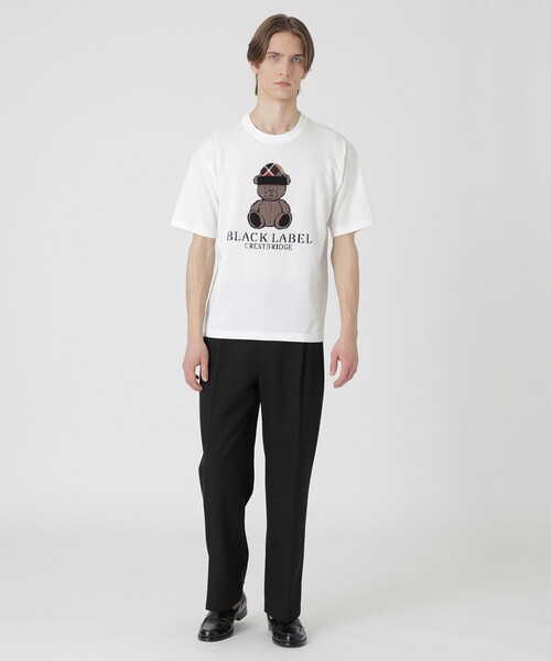BLACK LABEL CRESTBRIDGE(ブラックレーベル・クレストブリッジ)の「【一部店舗限定】チェックキャップベアーニットTシャツ(Tシャツ/カットソー・メンズ・ブラック/オフホワイト・M/L)」の3枚目の写真