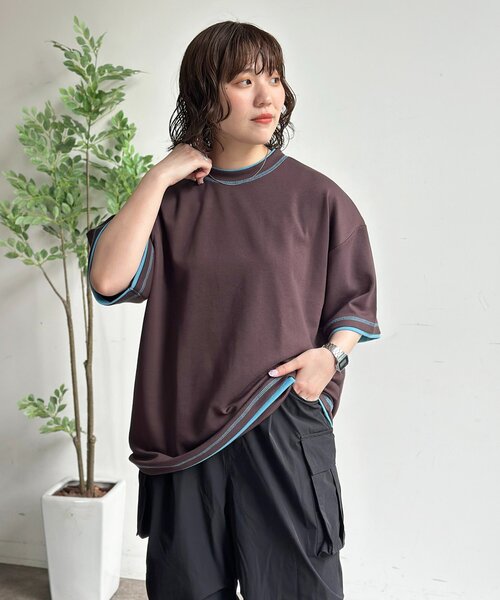 CPCM(シーピーシーエム)の「ポンチフェイクレイヤードT(Tシャツ/カットソー・メンズ・アイボリー/チャコールグレー/ブラウン/ベージュ/ネイビー・LARGE/MEDIUM)」の3枚目の写真