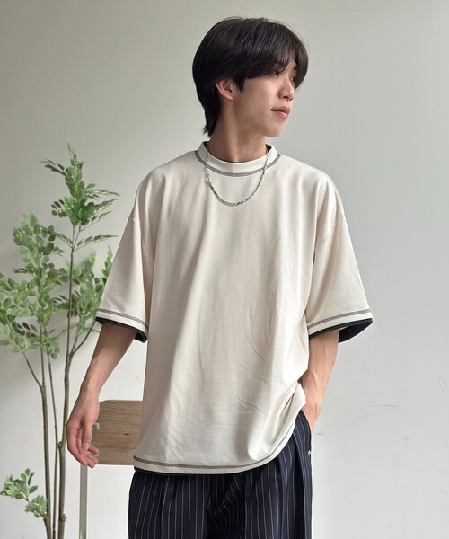 CPCM(シーピーシーエム)の「ポンチフェイクレイヤードT(Tシャツ/カットソー・メンズ・アイボリー/チャコールグレー/ブラウン/ベージュ/ネイビー・LARGE/MEDIUM)」の1枚目の写真