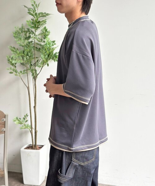 CPCM(シーピーシーエム)の「ポンチフェイクレイヤードT(Tシャツ/カットソー・メンズ・アイボリー/チャコールグレー/ブラウン/ベージュ/ネイビー・LARGE/MEDIUM)」の11枚目の写真