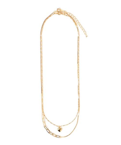 Ray BEAMS(レイビームス)の「2連 チェーン ハート ネックレス(ネックレス・レディース・シルバー/ゴールド・ONE SIZE)」の2枚目の写真