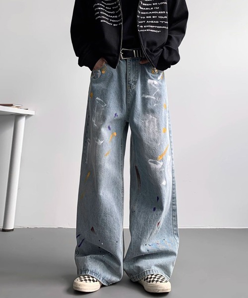 Ressaca(レサーカ)の「ペイントデザインワイドデニムパンツ(デニムパンツ・メンズ・インディゴブルー/ブルー/ブラック・XL/L/M)」の15枚目の写真
