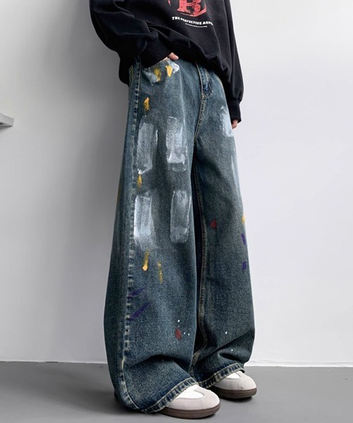 Ressaca(レサーカ)の「ペイントデザインワイドデニムパンツ(デニムパンツ・メンズ・インディゴブルー/ブルー/ブラック・XL/L/M)」の7枚目の写真