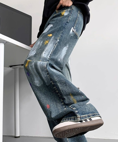 Ressaca(レサーカ)の「ペイントデザインワイドデニムパンツ(デニムパンツ・メンズ・インディゴブルー/ブルー/ブラック・XL/L/M)」の13枚目の写真