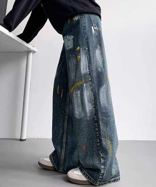 Ressaca(レサーカ)の「ペイントデザインワイドデニムパンツ(デニムパンツ・メンズ・インディゴブルー/ブルー/ブラック・XL/L/M)」の10枚目の写真
