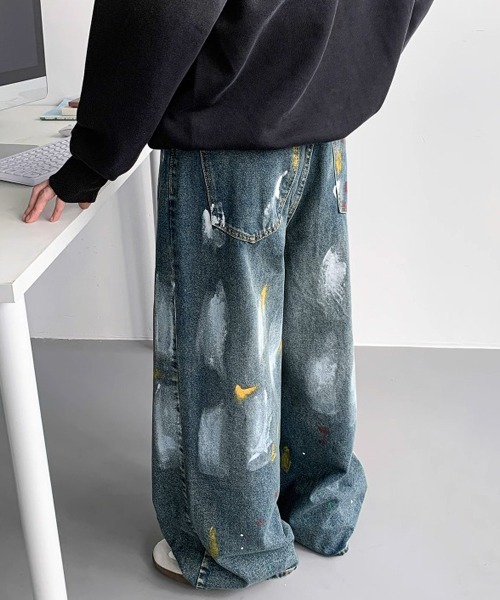 Ressaca(レサーカ)の「ペイントデザインワイドデニムパンツ(デニムパンツ・メンズ・インディゴブルー/ブルー/ブラック・XL/L/M)」の11枚目の写真