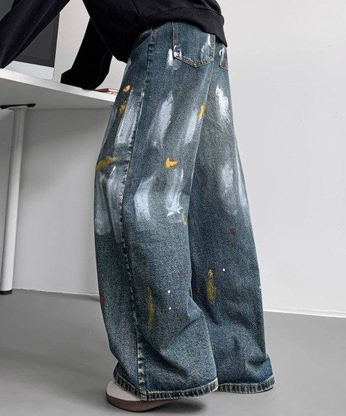Ressaca(レサーカ)の「ペイントデザインワイドデニムパンツ(デニムパンツ・メンズ・インディゴブルー/ブルー/ブラック・XL/L/M)」の12枚目の写真