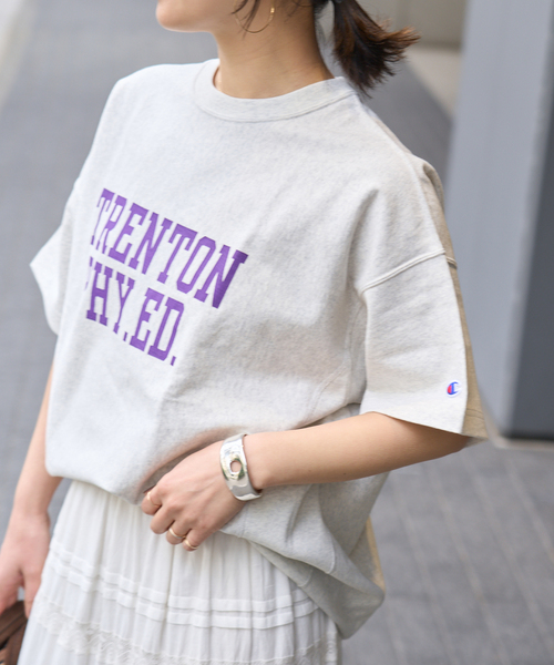 Champion(チャンピオン)の「《追加》別注【CHAMPION/チャンピオン】 for JS RW9.4oz T-SHIRT(Tシャツ/カットソー・レディース・イエロー/チャコールグレー/ネイビー/グリーン/アイボリー・MEDIUM)」の9枚目の写真