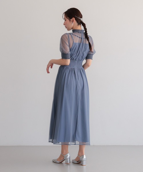 haremode(ハレモード)の「シアーハイネックシャーリングドレス(ドレス・レディース・ブルーグレー/チャコール/グリーン・M/S)」の10枚目の写真