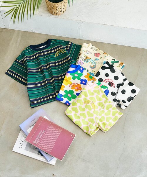apres les cours(アプレレクール)の「【リンク】アソート総柄配色ステッチ半袖Tシャツ_セットアップ可(Tシャツ/カットソー・キッズ・アイボリー/クリーム/グリーン/ピンク/レインボー・80/90/100/110/120/130)」の21枚目の写真