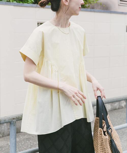 ITEMS URBANRESEARCH(アイテムズ アーバンリサーチ)の「ギャザーチュニックブラウス(シャツ/ブラウス・レディース・ミント/イエロー/ブラック・FREE)」の1枚目の写真