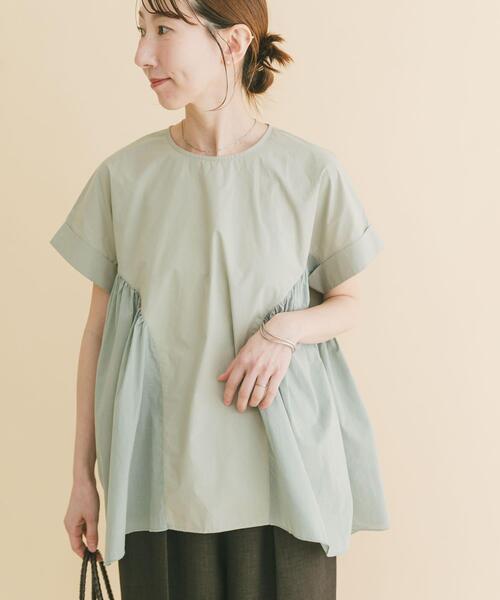 ITEMS URBANRESEARCH(アイテムズ アーバンリサーチ)の「ギャザーチュニックブラウス(シャツ/ブラウス・レディース・ミント/イエロー/ブラック・FREE)」の3枚目の写真