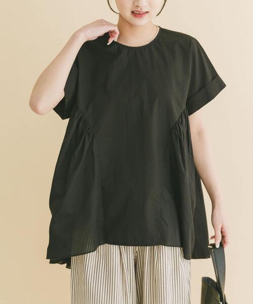 ITEMS URBANRESEARCH(アイテムズ アーバンリサーチ)の「ギャザーチュニックブラウス(シャツ/ブラウス・レディース・ミント/イエロー/ブラック・FREE)」の4枚目の写真