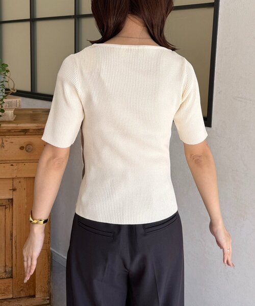 Thevon（ゼボン）の「バイカラーアシメネック半袖ニット（ニット/セーター・レディース・アイボリー/イエロー/ネイビー・S/M）」の22枚目の写真