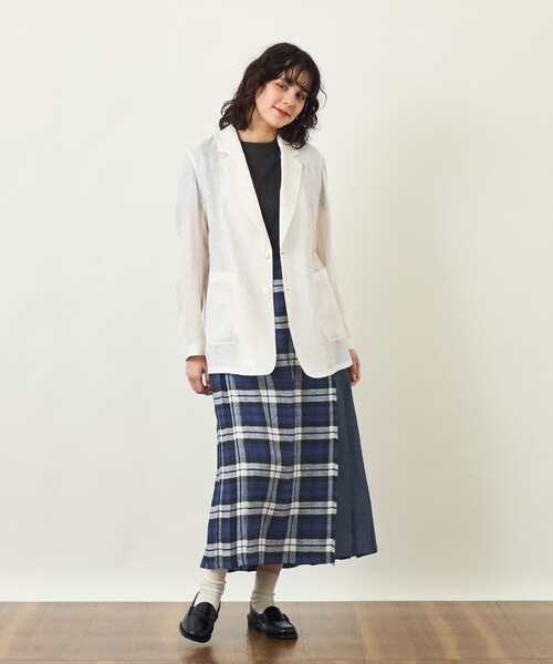 MACKINTOSH PHILOSOPHY(マッキントッシュ フィロソフィー)の「GREY LABEL リネンメッシュシアージャケット(テーラードジャケット・レディース・オフホワイト/ブラック・2)」の3枚目の写真