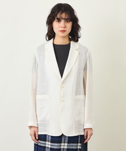MACKINTOSH PHILOSOPHY(マッキントッシュ フィロソフィー)の「GREY LABEL リネンメッシュシアージャケット(テーラードジャケット・レディース・オフホワイト/ブラック・2)」の5枚目の写真