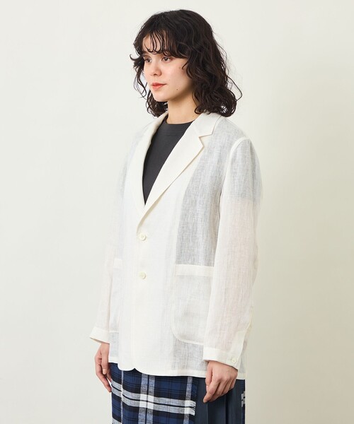 MACKINTOSH PHILOSOPHY(マッキントッシュ フィロソフィー)の「GREY LABEL リネンメッシュシアージャケット(テーラードジャケット・レディース・オフホワイト/ブラック・2)」の6枚目の写真