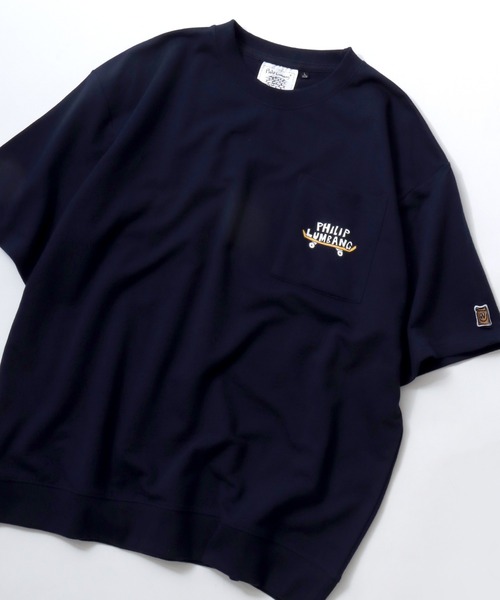 Philip Lumbang — oversize pocket T‑shirt с вышивкой, мини‑мех на подкладке, мужская поло‑футболка