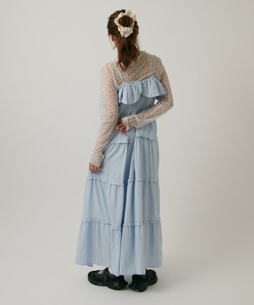 w closet(ダブルクローゼット)の「マルチウェイティアードキャミワンピース(ワンピース・レディース・ブラック/オフホワイト/ブルー/パープル・FREE)」の5枚目の写真