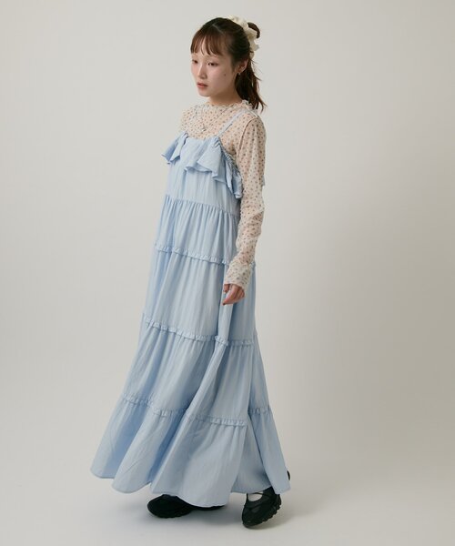 w closet(ダブルクローゼット)の「マルチウェイティアードキャミワンピース(ワンピース・レディース・ブラック/オフホワイト/ブルー/パープル・FREE)」の6枚目の写真