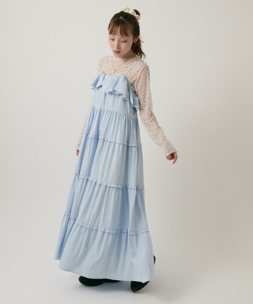 w closet(ダブルクローゼット)の「マルチウェイティアードキャミワンピース(ワンピース・レディース・ブラック/オフホワイト/ブルー/パープル・FREE)」の7枚目の写真