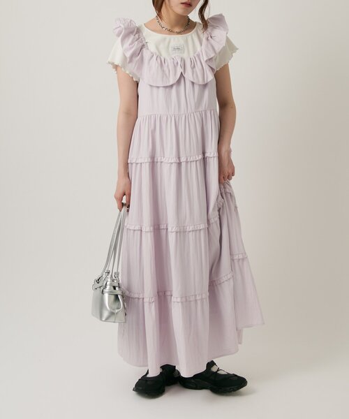 w closet(ダブルクローゼット)の「マルチウェイティアードキャミワンピース(ワンピース・レディース・ブラック/オフホワイト/ブルー/パープル・FREE)」の11枚目の写真
