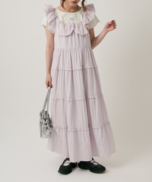 w closet(ダブルクローゼット)の「マルチウェイティアードキャミワンピース(ワンピース・レディース・ブラック/オフホワイト/ブルー/パープル・FREE)」の12枚目の写真