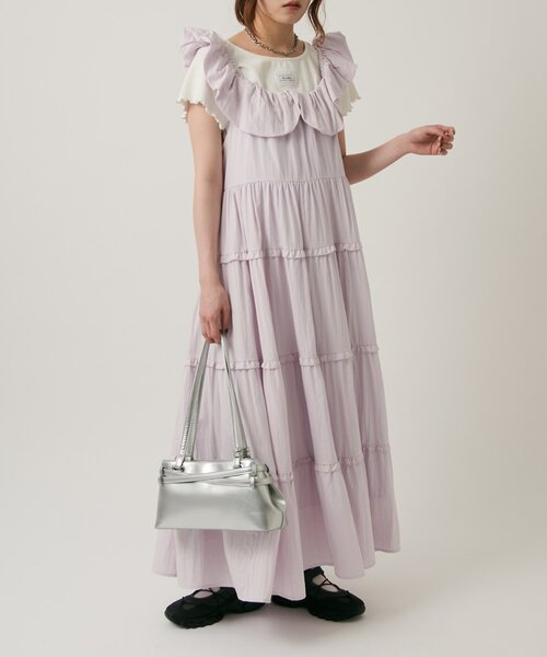 w closet(ダブルクローゼット)の「マルチウェイティアードキャミワンピース(ワンピース・レディース・ブラック/オフホワイト/ブルー/パープル・FREE)」の15枚目の写真