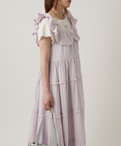 w closet(ダブルクローゼット)の「マルチウェイティアードキャミワンピース(ワンピース・レディース・ブラック/オフホワイト/ブルー/パープル・FREE)」の17枚目の写真