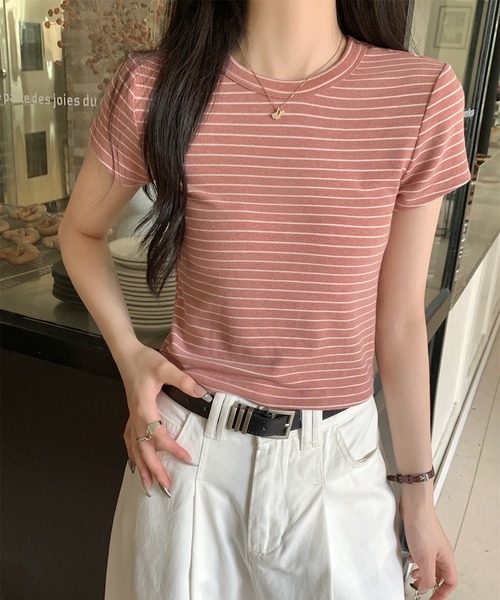 Girly Doll(ガーリードール)の「クルーネックボーダーTシャツ(Tシャツ/カットソー・レディース・ピンク/イエロー・M/L)」の17枚目の写真