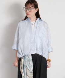 【新色追加】〈夏を纏う、ふんわりバルーンシルエット〉シアードルマンスリーブドロストタックシャツ