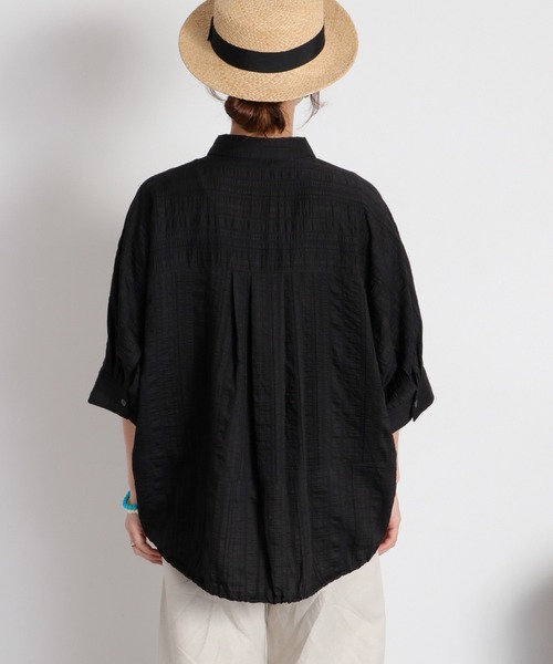cepo（セポ）の「【新色追加】〈夏を纏う、ふんわりバルーンシルエット〉シアードルマンスリーブドロストタックシャツ（シャツ/ブラウス・レディース・ピンク/オフホワイト/ブラック/カーキ/サックスブルー・M）」の7枚目の写真