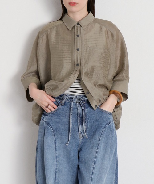 cepo（セポ）の「【新色追加】〈夏を纏う、ふんわりバルーンシルエット〉シアードルマンスリーブドロストタックシャツ（シャツ/ブラウス・レディース・ピンク/オフホワイト/ブラック/カーキ/サックスブルー・M）」の17枚目の写真